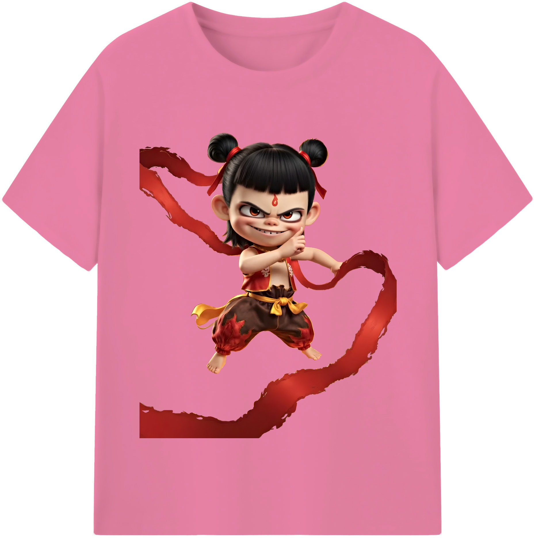 （画像用） Ne Zha 2 ナタ 魔童の大暴れ 綿100％半袖Tシャツ（フロントプリント）